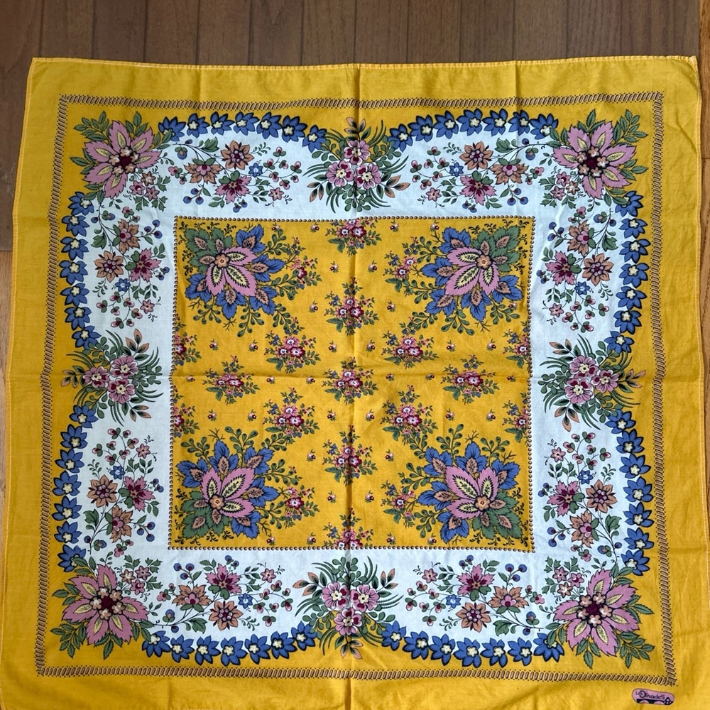 Pierre Deux Les Olivades Floral Yellow Large Scarf